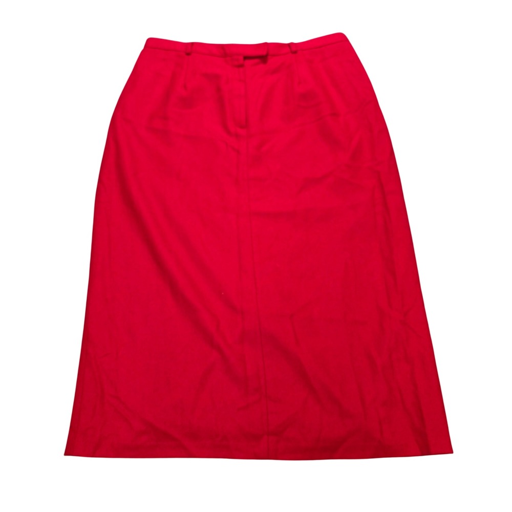 Vintage Sag Harbor 100% Wool Midi Skirt Women's Size 16W Solid Red Lined Classic